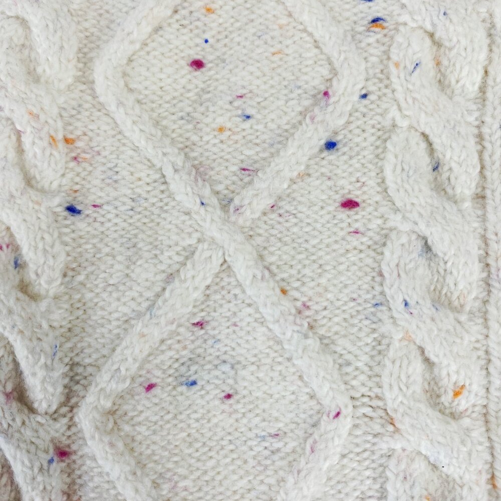 Chunky SOFT Cable Knit Sweater XL Rainbow Donegal Fall Winter COZY Cottage Cabin - Picture 10 of 12